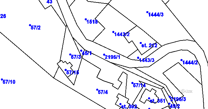 Parcela st. 2196/1 v KÚ Nové Losiny, Katastrální mapa