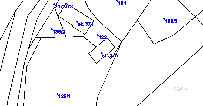 Parcela st. 375 v KÚ Nové Losiny, Katastrální mapa