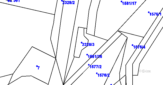 Parcela st. 2328/3 v KÚ Nové Losiny, Katastrální mapa