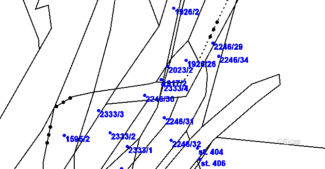 Parcela st. 2333/4 v KÚ Nové Losiny, Katastrální mapa