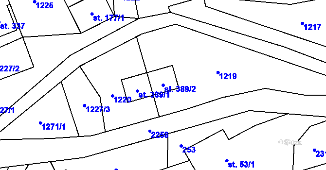 Parcela st. 389/2 v KÚ Nové Losiny, Katastrální mapa