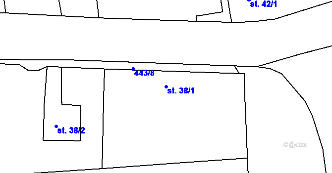 Parcela st. 38/1 v KÚ Nové Město nad Cidlinou, Katastrální mapa
