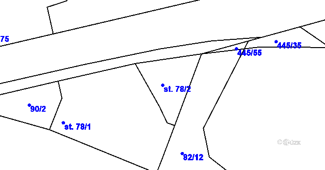 Parcela st. 78/2 v KÚ Nové Město nad Cidlinou, Katastrální mapa
