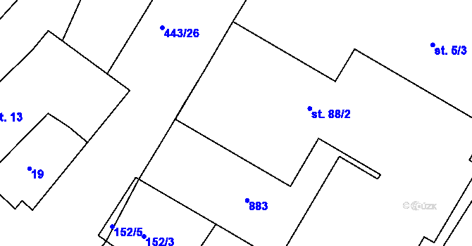 Parcela st. 88/1 v KÚ Nové Město nad Cidlinou, Katastrální mapa