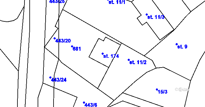 Parcela st. 174 v KÚ Nové Město nad Cidlinou, Katastrální mapa