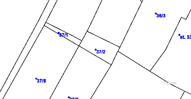 Parcela st. 37/2 v KÚ Nové Město nad Cidlinou, Katastrální mapa