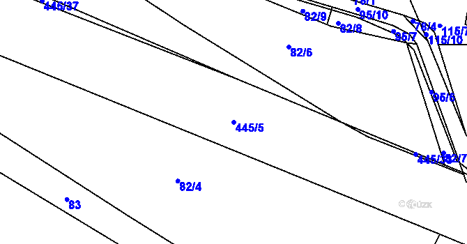 Parcela st. 445/5 v KÚ Nové Město nad Cidlinou, Katastrální mapa