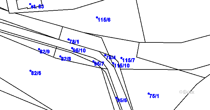 Parcela st. 78/4 v KÚ Nové Město nad Cidlinou, Katastrální mapa