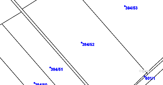Parcela st. 394/52 v KÚ Nové Město nad Cidlinou, Katastrální mapa