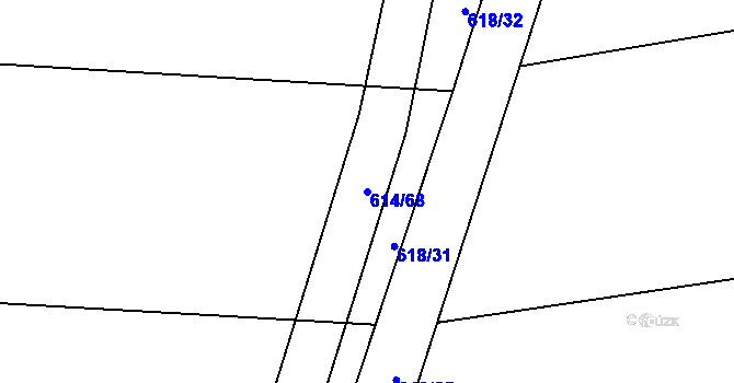 Parcela st. 614/68 v KÚ Nové Město nad Cidlinou, Katastrální mapa