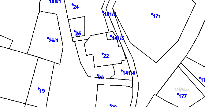 Parcela st. 22 v KÚ Maršovice u Nového Města na Moravě, Katastrální mapa