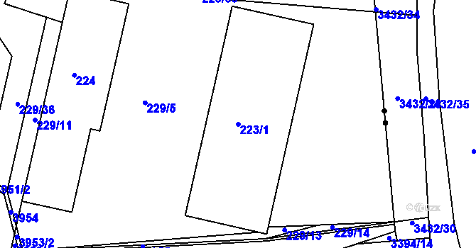 Parcela st. 223/1 v KÚ Maršovice u Nového Města na Moravě, Katastrální mapa
