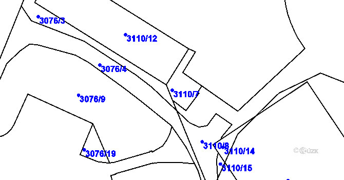 Parcela st. 3110/7 v KÚ Nové Město na Moravě, Katastrální mapa