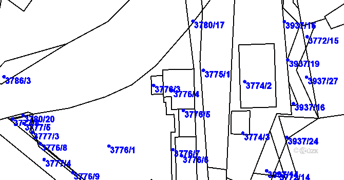 Parcela st. 3776/4 v KÚ Nové Město na Moravě, Katastrální mapa