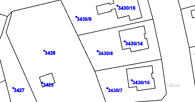 Parcela st. 3430/8 v KÚ Nové Město na Moravě, Katastrální mapa