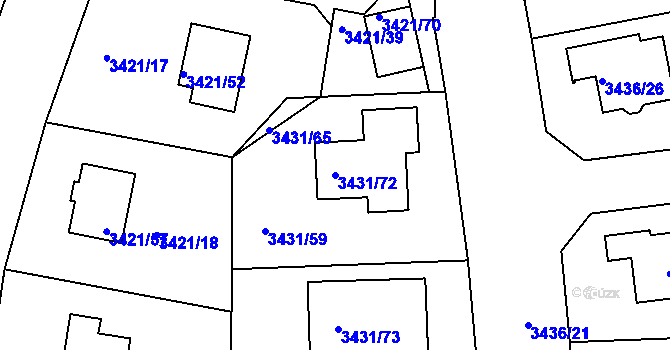 Parcela st. 3431/72 v KÚ Nové Město na Moravě, Katastrální mapa