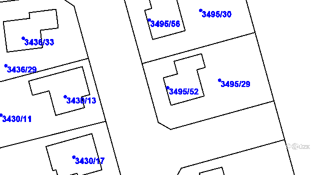 Parcela st. 3495/52 v KÚ Nové Město na Moravě, Katastrální mapa