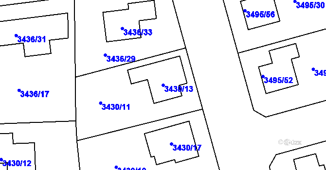 Parcela st. 3430/13 v KÚ Nové Město na Moravě, Katastrální mapa