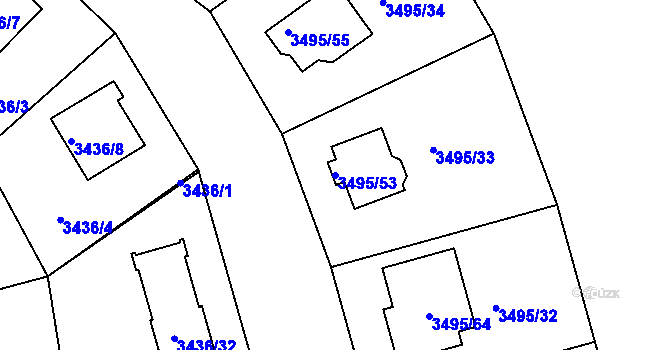 Parcela st. 3495/53 v KÚ Nové Město na Moravě, Katastrální mapa