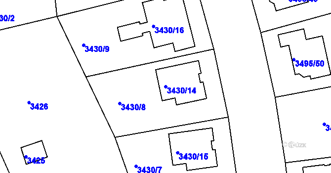 Parcela st. 3430/14 v KÚ Nové Město na Moravě, Katastrální mapa