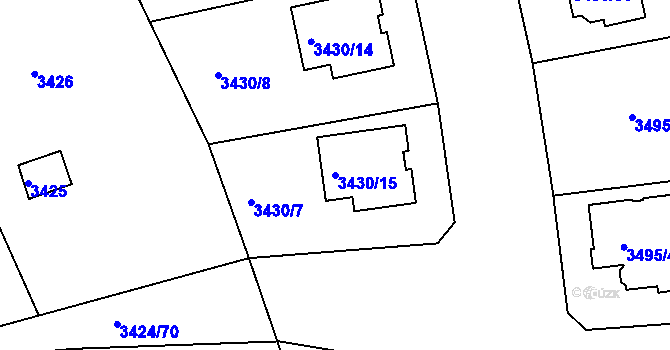 Parcela st. 3430/15 v KÚ Nové Město na Moravě, Katastrální mapa
