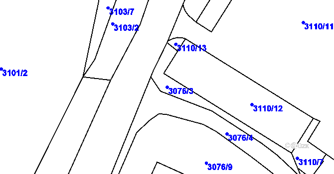 Parcela st. 3076/3 v KÚ Nové Město na Moravě, Katastrální mapa