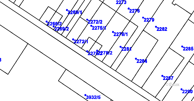 Parcela st. 2278/2 v KÚ Nové Město na Moravě, Katastrální mapa
