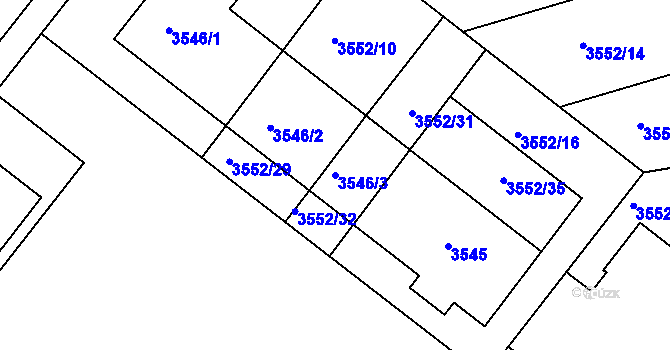 Parcela st. 3546/3 v KÚ Nové Město na Moravě, Katastrální mapa