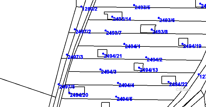 Parcela st. 2494/21 v KÚ Nové Město na Moravě, Katastrální mapa