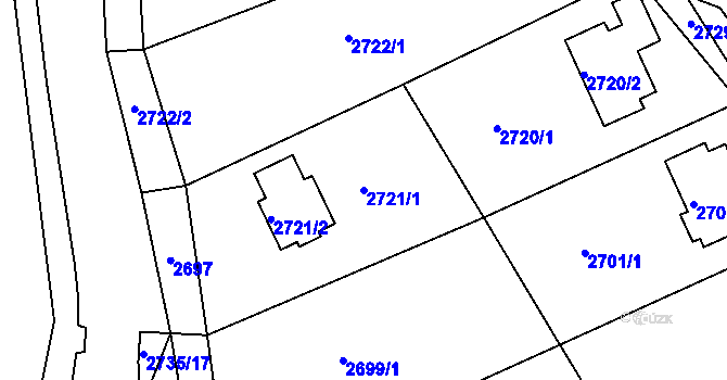 Parcela st. 2721/1 v KÚ Nové Město na Moravě, Katastrální mapa