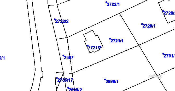 Parcela st. 2721/2 v KÚ Nové Město na Moravě, Katastrální mapa