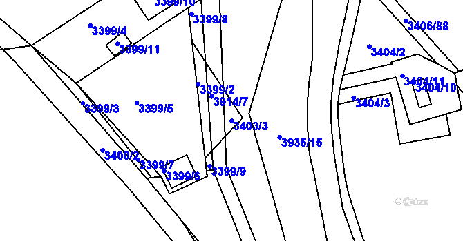 Parcela st. 3403/3 v KÚ Nové Město na Moravě, Katastrální mapa