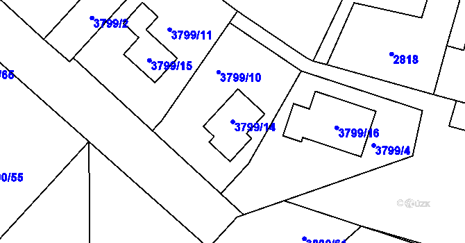 Parcela st. 3799/14 v KÚ Nové Město na Moravě, Katastrální mapa