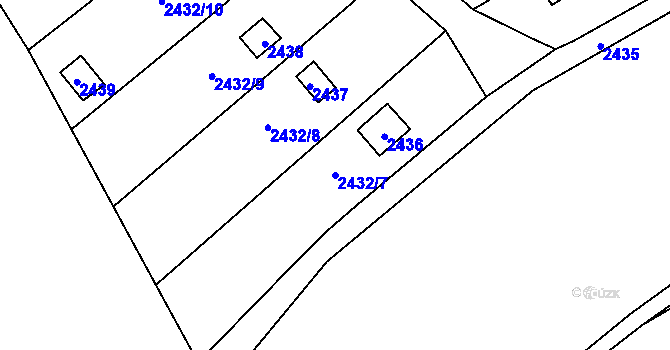 Parcela st. 2432/7 v KÚ Nové Město na Moravě, Katastrální mapa