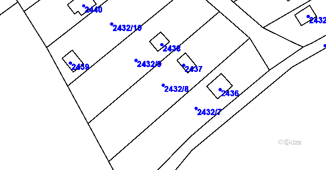 Parcela st. 2432/8 v KÚ Nové Město na Moravě, Katastrální mapa