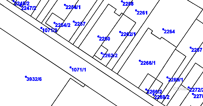 Parcela st. 2262/2 v KÚ Nové Město na Moravě, Katastrální mapa