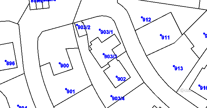 Parcela st. 903/3 v KÚ Nové Město na Moravě, Katastrální mapa
