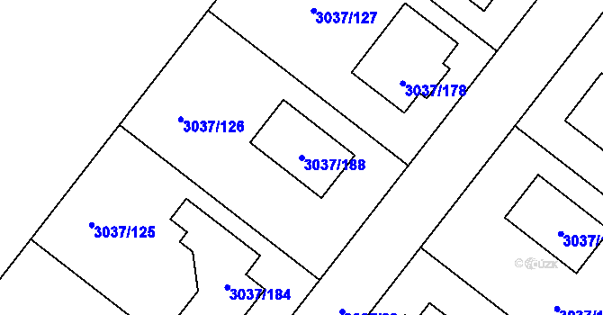 Parcela st. 3037/188 v KÚ Nové Město na Moravě, Katastrální mapa