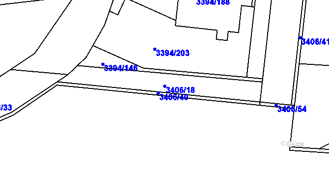 Parcela st. 3406/18 v KÚ Nové Město na Moravě, Katastrální mapa