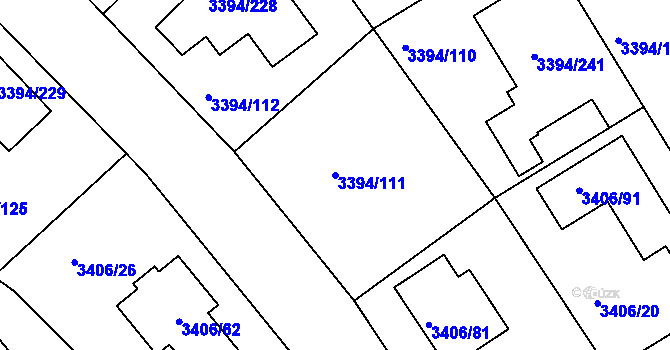 Parcela st. 3394/111 v KÚ Nové Město na Moravě, Katastrální mapa