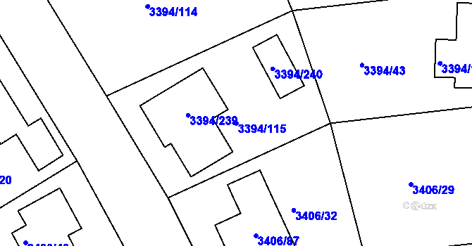 Parcela st. 3394/115 v KÚ Nové Město na Moravě, Katastrální mapa