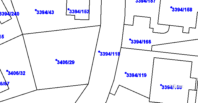 Parcela st. 3394/118 v KÚ Nové Město na Moravě, Katastrální mapa
