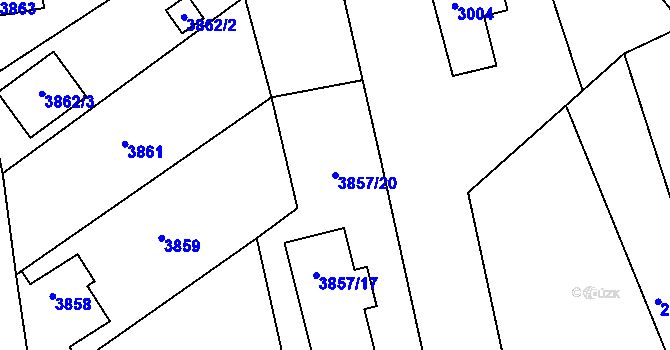 Parcela st. 3857/20 v KÚ Nové Město na Moravě, Katastrální mapa