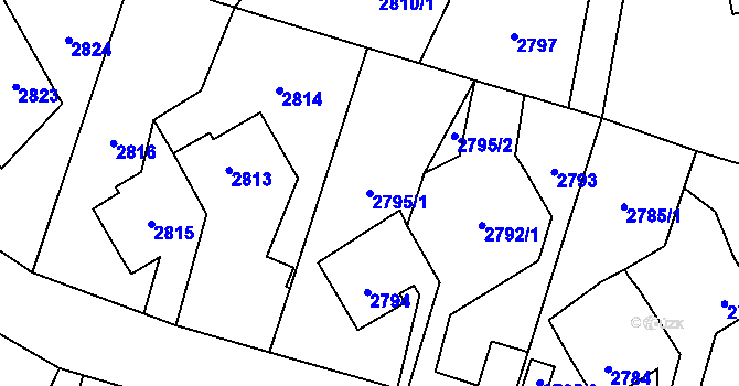 Parcela st. 2795/1 v KÚ Nové Město na Moravě, Katastrální mapa