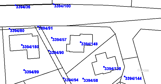 Parcela st. 3394/148 v KÚ Nové Město na Moravě, Katastrální mapa