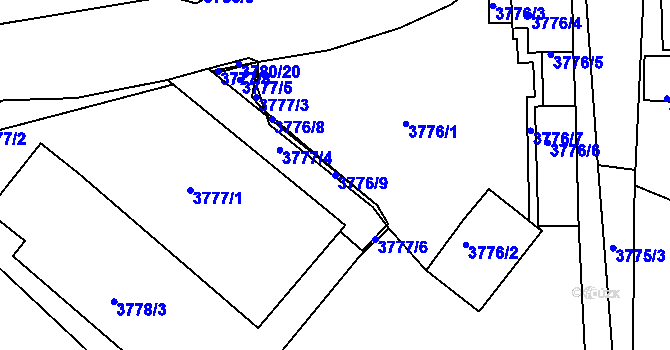 Parcela st. 3776/9 v KÚ Nové Město na Moravě, Katastrální mapa