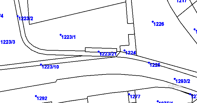 Parcela st. 1223/21 v KÚ Nové Město na Moravě, Katastrální mapa