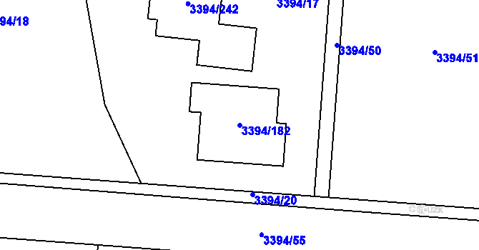 Parcela st. 3394/182 v KÚ Nové Město na Moravě, Katastrální mapa