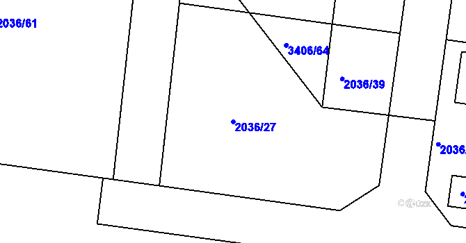 Parcela st. 2036/27 v KÚ Nové Město na Moravě, Katastrální mapa