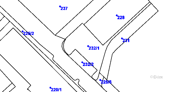 Parcela st. 232/1 v KÚ Nové Město na Moravě, Katastrální mapa